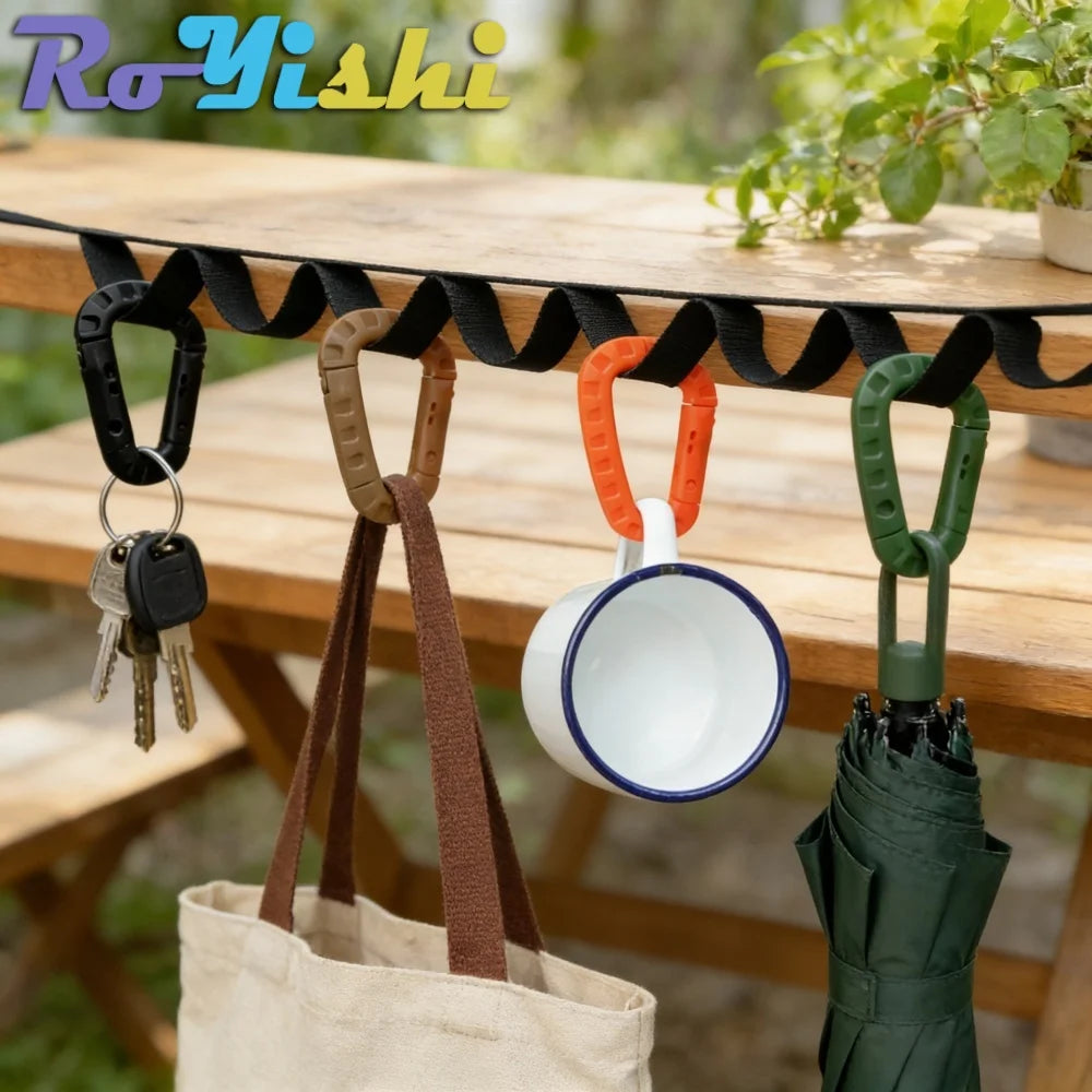 2/4/6Pcs Plastic Carabiner Molle Clip Keychain Hard Spring Snap Gear Hook Outdoor Camping Hiking Tools