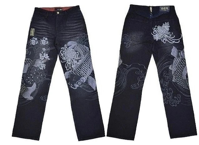 Vintage Japanese Selvedge Jeans Man Y2K High-end Brand Natural Indigo Dip Dyeing Harajuku Mopping Pants