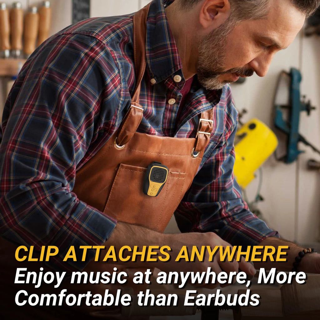 Wearable Mini Clip-on Bluetooth Speaker - Hands-Free Calls, Noise Cancelling Mic, IP67 Waterproof, Gym Ready